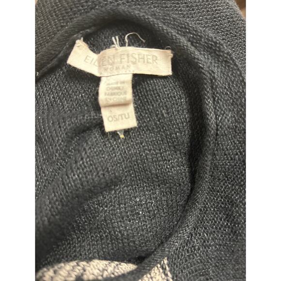 Eileen Fisher 100% Organic Linen Women’s Poncho Fall Layering Black Gray Witchy - Picture 5 of 6